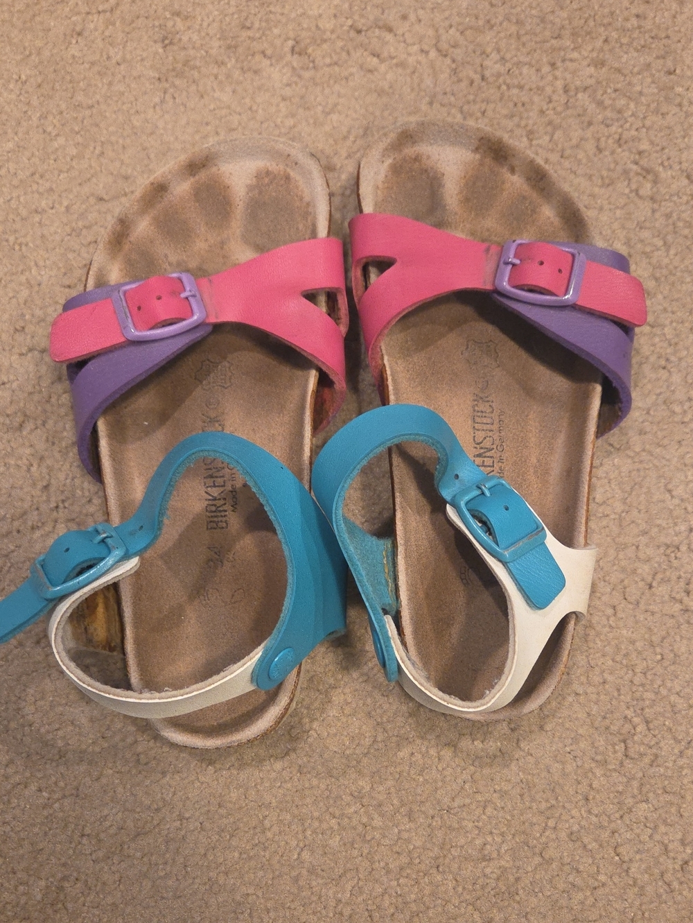 Birkenstock Kids Sandals in Pink, Purple, Blue and White